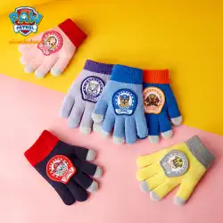 Wangwangチームの子供用手袋春と秋の新しい男の子の指の手袋暖かい秋と冬の防風ウールの赤ちゃんの5本指の手袋