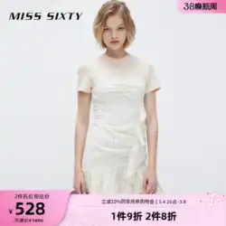 Miss Sixty 2022春秋の新作半袖ドレスレディースステッチハイウエストフリル