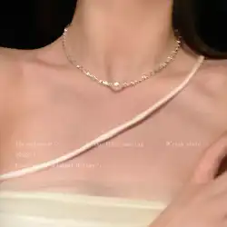 シングルパールペンダントネックレス女性の夏 2022 新気質鎖骨チェーンネット赤個性万能ネックネックレス