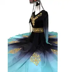 新疆ウイグル自治区ダンスパフォーマンス服女性のビッグスイングスカートウイグルロングスカートアートテストソロダンスエスニックパフォーマンス服ウイグル衣装