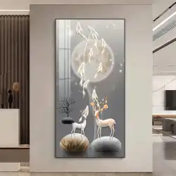 九匹の魚の絵 玄関 玄関 装飾画 縦型版 モダン ライト 高級感 廊下 通路 吊り下げ絵画 ハイエンド 抽象画 リビングルーム 壁画