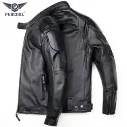 2021 秋と冬の新しいオートバイの衣類本革ジャケット最上層純粋な牛革メンズスタンドアップカラーオートバイ乗馬レザージャケット