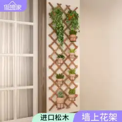屋外防食木製グリッドフラワーラッククライミングラタンラック壁掛けリビングルームバルコニーハンギング装飾植物植木鉢ハンガー