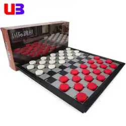 チェッカー磁気折りたたみチェス盤大人用大型プラスチック製チェスの駒100グリッド子供用パズルゲーム