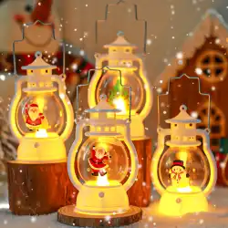 クリスマスケーキデコレーションオーナメントLEDポータブル小型オイルランプクリスマスナイトライトデザートテーブルドレスアップ発光小道具