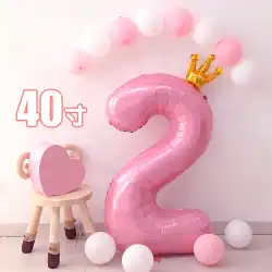 40 インチ ピンク クラウン デジタル バルーン インテリア装飾子供の最初の誕生日パーティー アルミ フィルム シーン レイアウト