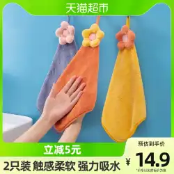 ミャオラン ハンドタオル 小さめタオル キッチン 強力吸水 毛が抜けない サンゴフリース 掛けられる かわいい 子供用雑巾 2