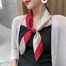 シンプルな配色の小さなスカーフ小さなガーゼの春と夏の韓国のスチュワーデス専門の春と秋の装飾韓国語バージョンの多目的スカーフ スカーフ