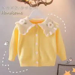 0-1-2-3-4歳の赤ちゃんの女の子の春と秋のドレス長袖のカーディガンの女の子のセーター1歳の赤ちゃんのニットのセーターの上綿