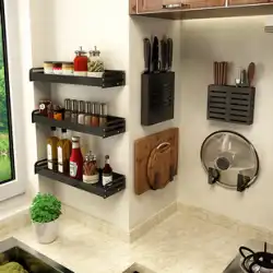 キッチンラックフリーパンチング壁掛け家庭用調味料用品大泉ナイフラックラック多機能収納ラック