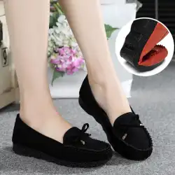 春の古い北京の布の靴の女性の靴フラットヒールフラットシングルシューズカジュアルワークシューズ妊婦の母の靴 Doudou 靴の女性