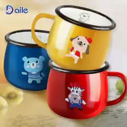 エナメルカップ 子供用 ミルクカップ 漫画 ドリンクカップ ホーム 赤ちゃん 蓋付き かわいいマグカップ