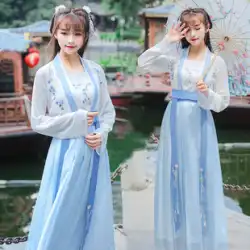 スポットオリジナル本物の漢服女性の中国風の古代衣装ダブルブレストウエストスカートスカート漢要素毎日改善スリーピーススーツ