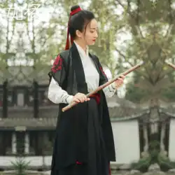 漢服の女性の中国風の黒の中立的な古代の衣装横暴な古代のスタイルの騎士道士の騎士道の女性武道シャオダンス衣装パフォーマンス衣装