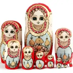 ロシア 10 階建てマトリョーシカ手描き 10 階建て城人形工芸品手作りバスウッド自然乾燥ギフトおもちゃの装飾