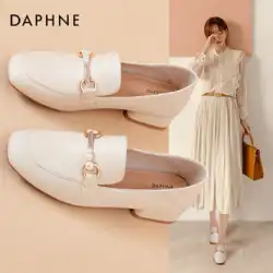 Daphne 2023 新しい夏の厚いヒールのローファーの女性の単一の靴英国スタイルの小さな革の靴ミドルヒールの女性の靴の母の靴