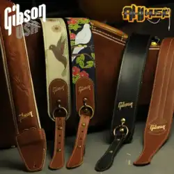 アメリカ製 Gibson USA エレキギター フォーク アコースティックギター 牛革 刺繍 快適 レトロ ストラップ