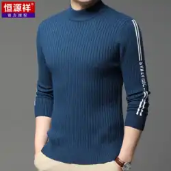 Hengyuanxiang メンズ セーター ハーフハイ カラー 秋と冬の厚手のニット ボトミング シャツ メンズ ミドル カラー セーター 潮