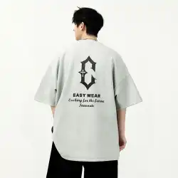 BDCTSTUDIO 夏ヘビースエードフォーム半袖 Tシャツ男性 Boxi bosie ルーズカジュアル Tシャツ