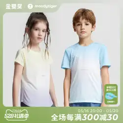 ムーディータイガー子供半袖 Tシャツ 2023 夏の新グラデーションカラークールな弾性ラウンドネックオールマッチ Tシャツ