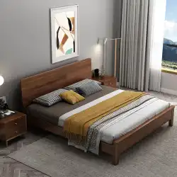 フェデラル家具 公式北欧ウォールナット無垢材ベッド 1.35 モダン シンプル 1.2 シングル 1.5m1.8m ダブルデイ