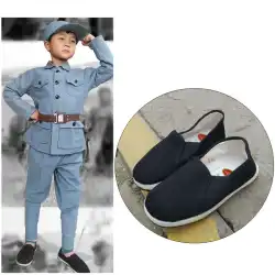 古い北京の子供用布靴、少年用黒布靴、手作りの小紅軍公演、小巴里少数民族への奉仕