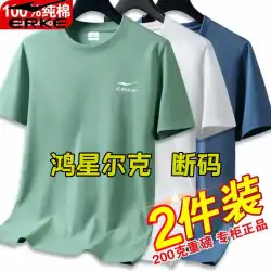 [ブランド]紅興夏綿100%半袖メンズTシャツゆったりファッションラウンドネック大きいサイズコットントップ服潮
