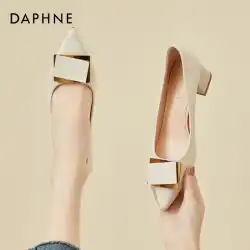 Daphne 2023 新しい気質ハイヒールの靴の女性のソフトレザーロー厚いヒールとスカートポインテッドトゥエレガントなフランスの靴