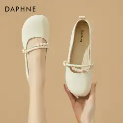 Daphne フラットホワイトメリージェーンシューズ婦人靴春と秋の小さな革靴夏 2023 新しいラウンドトゥソフトソールの靴