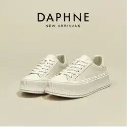 Daphne 2023 夏の新革白高められたビスケット靴女性のスニーカーカジュアルマフィン厚底白靴