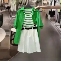 宋銭の同じ緑の半袖ルーズシャツ女性 2023 夏の新しいルーズファッションシャツ 123230C4101