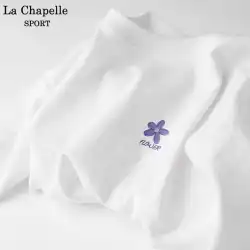 La Chapelle フロントショルダーレディース Tシャツピュアコットン夏の女性の新しい半袖 2023 ホワイトトップデザイン半袖 X