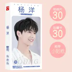 Yang Yang ポストカード 2023 スターの新しい高解像度の写真、大きなカード 30 枚と小さなカード 30 枚、ボックスに入ったステッカー付き