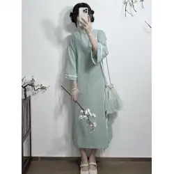 Qi Xiaoqiao オリジナル古代逆ビッグスリーブチャイナドレス改良綿ジャカード夏国民スタイルルーズデイリー (名前なし)