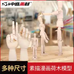 Zhongsheng 絵画素材、木製人形関節人体モデル、小さな木製の手で絵画、柔軟で可動性のある木製人間アート、模造人体プロポーション、小さな木製の男、コミックスケッチ、ユビキタスな人形人
