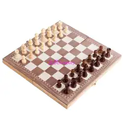 木製チェス チェッカー バックギャモン チェス&amp;チェッカー*バックギャモン 3 in 1
