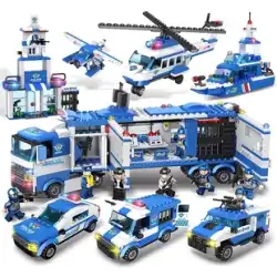 子供用警察ビルディングブロック 61 個 組み立ておもちゃパズル 3 ～ 6 歳 男の子 5 個 小さな粒子 7 個 車 9 個 ギフト 12 個
