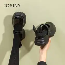 Zhuoshini メリージェーン靴女性のハイヒール 2023 新しいニッチデザインウサギの耳ロリータ厚底 jk 小さな革靴