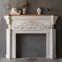 フランスのレトロな暖炉無垢材の装飾廊下ポーチテーブル壁に対して写真撮影の装飾小道具ヨーロッパエンボスマントルピース