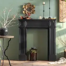 ヨーロピアンスタイルの無垢材の暖炉装飾キャビネットホームステイリビングルーム背景壁レトロフレンチシンプルなブラックポーチテーブル棚