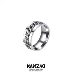 KANZAO オープンビアリング回転可能なチェーンカップル回転デザイン個性ボトルオープナーリングチタン鋼合金