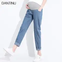 Dantinu 妊婦のジーンズ 2023 春と秋の新作上着大きいサイズ直管薄部小さなパパパンツ春服