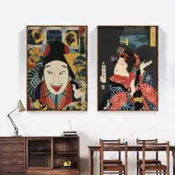 和風掛け絵壁画 寿司屋 居酒屋 日本のサムライ相撲 寿司 和食屋 浮世絵装飾画