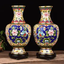 北京七宝花瓶、銅ボディフィリグリーエナメル金地フィリグリードラゴンとフェニックスChengxiang特徴的な手工芸品の装飾