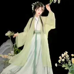 オリジナルソング製の漢服の女性の中国風のクロスカラーの腰までの長さのアンダースカート超妖精の空気エレガントな毎日の古代の衣装改良された春と夏モデル