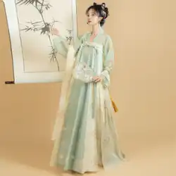 Xi Nanxiangオリジナルダブルブレスト胸丈スカートプリントフルセット春と秋の中国風漢服女性の唐風の日常生活