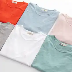 スラブコットン 半袖 Tシャツ 2枚 シンプル 日本製綿 ボトムシャツ メンズ 春夏 長袖 ラウンドネック メンズ カップル