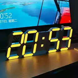 LED 立体 3D デジタル時計 マルチカラー フォント 電子時計 壁掛け時計 発光 シンプル リビングルーム ナイトライト 静音