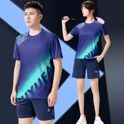 バドミントン トレーニングスーツ 男女兼用 半袖 夏用 テニスウェア 速乾ウェア Tシャツ 卓球ウェア スポーツスーツ