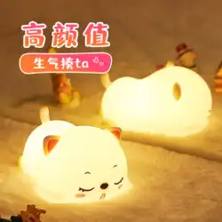 Wanhuo いびき猫シリコーンナイトライト寝室のベッドサイド睡眠パットと睡眠雰囲気テーブルランプ女の子ギフト誕生日